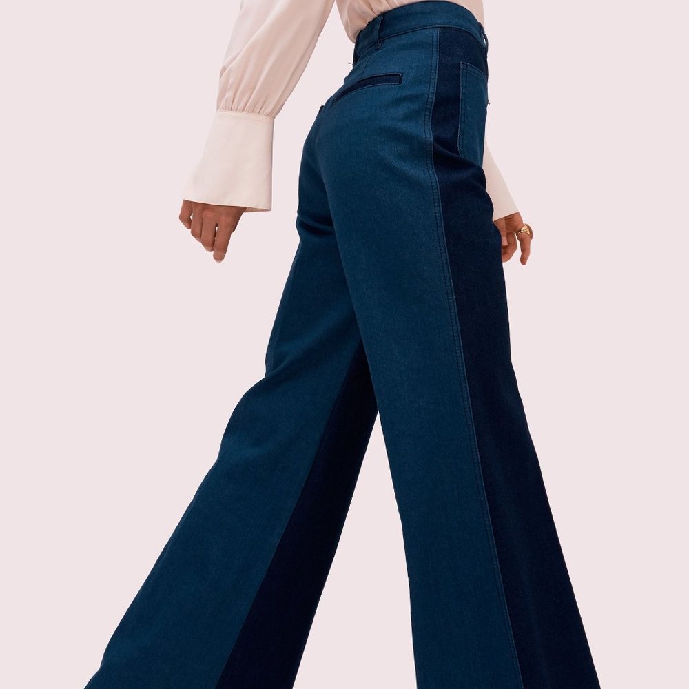 Kate Spade Colorblock Denim Flare Pant - Size 24